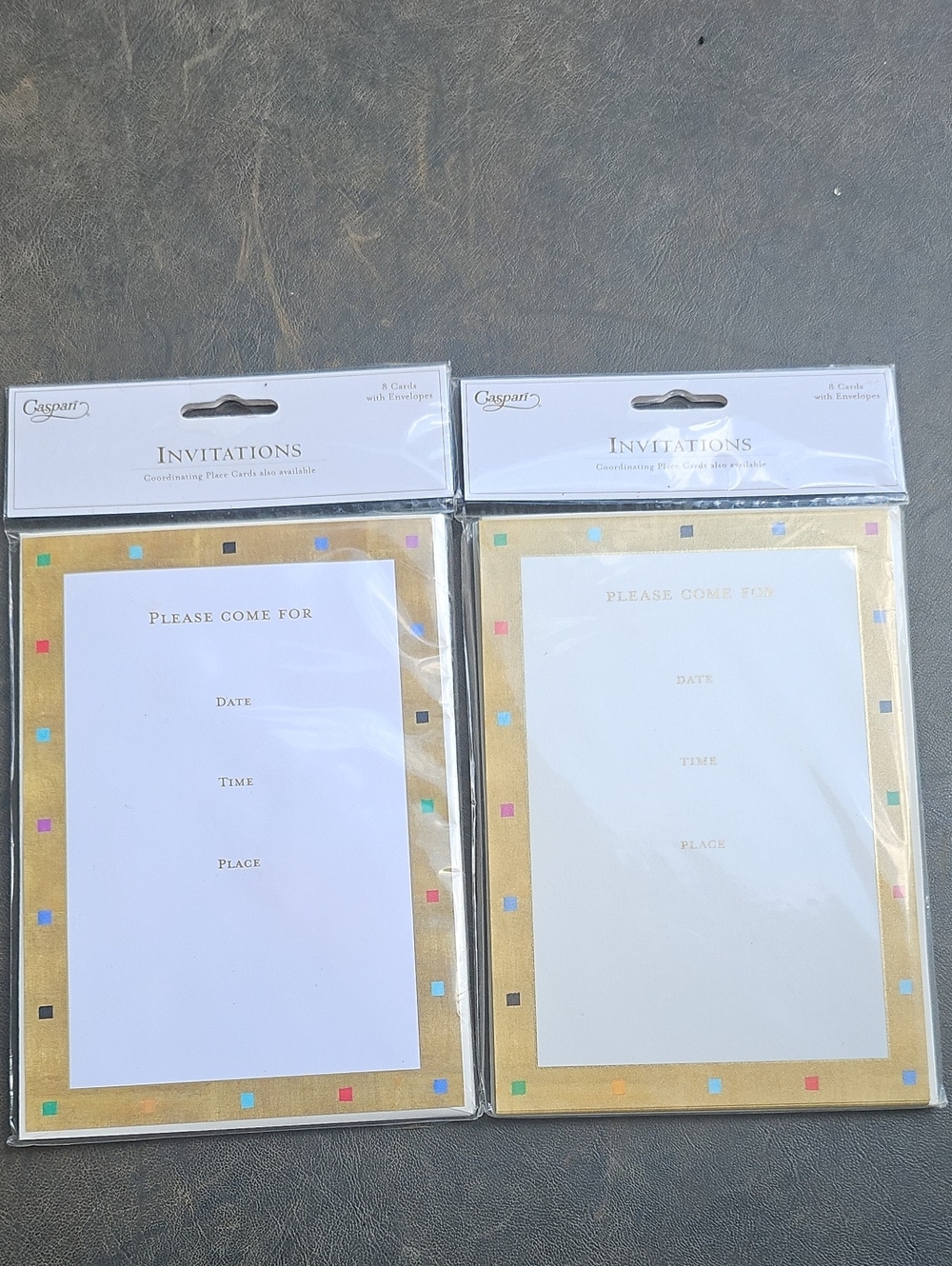 Elegant Caspari Gold Border Invitation Cards New (8) Cards Per Pack